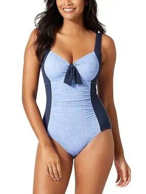 148$ Tommy Bahama Island Cays One Piece Swimsuit Women's Size 12 Blue Monda